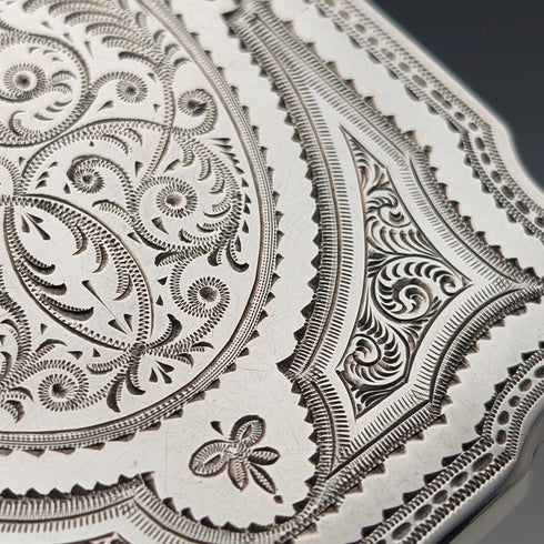 1880年 英国アンティーク 純銀製 カードケース 72g Hilliard & Thomason 極美品