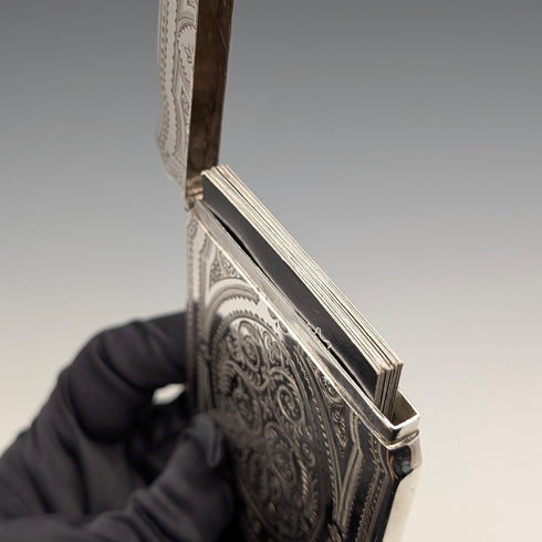 1880年 英国アンティーク 純銀製 カードケース 72g Hilliard & Thomason 極美品