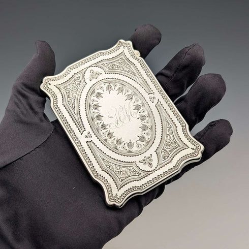 1880年 英国アンティーク 純銀製 カードケース 72g Hilliard & Thomason 極美品