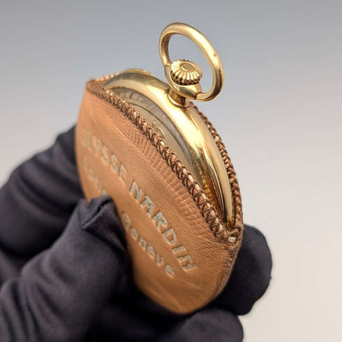 Circa 1940 Vintage Ulysse Nardin Pocket Watch 18K Gold Case In good working order Comes with case and warranty