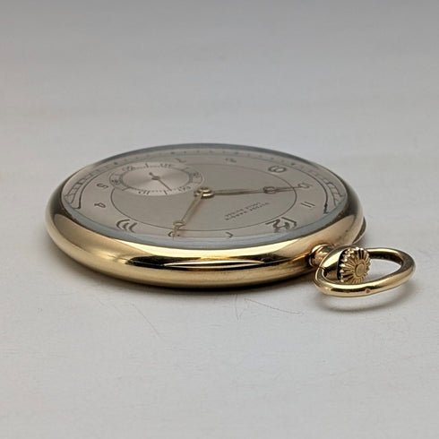 Circa 1940 Vintage Ulysse Nardin Pocket Watch 18K Gold Case In good working order Comes with case and warranty