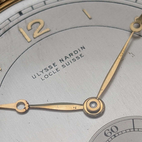 Circa 1940 Vintage Ulysse Nardin Pocket Watch 18K Gold Case In good working order Comes with case and warranty