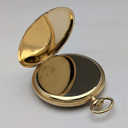 Circa 1940 Vintage Ulysse Nardin Pocket Watch 18K Gold Case In good working order Comes with case and warranty