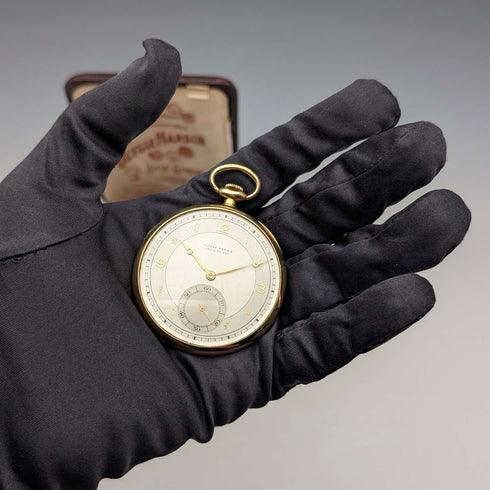 Circa 1940 Vintage Ulysse Nardin Pocket Watch 18K Gold Case In good working order Comes with case and warranty