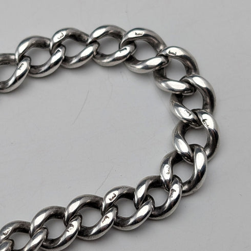 1910年頃 英国アンティーク 純銀製アルバートチェーン 52g 純銀エンブレムフォブ