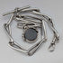Circa 1900 British antique sterling silver Albert chain, 51g, two-tone natural stone swivel fob