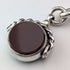 Circa 1900 British antique sterling silver Albert chain, 51g, two-tone natural stone swivel fob