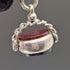 Circa 1900 British antique sterling silver Albert chain, 51g, two-tone natural stone swivel fob