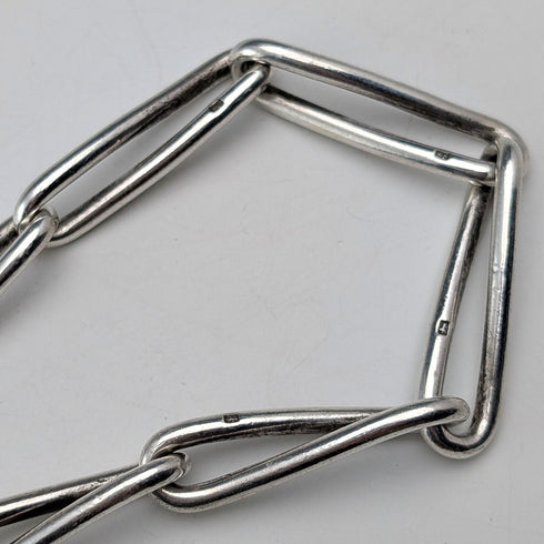 1900年頃 英国アンティーク 純銀製アルバートチェーン 51g 2色天然石回転フォブ