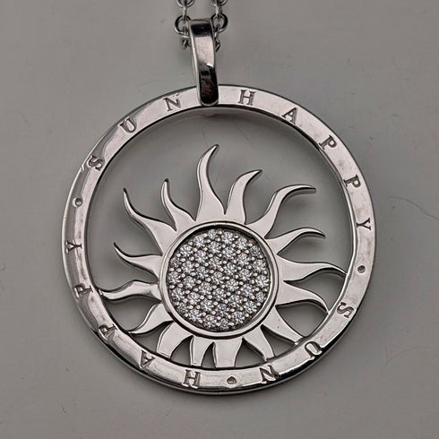 Vintage sterling silver pendant with sun design, 11.5g, with necklace