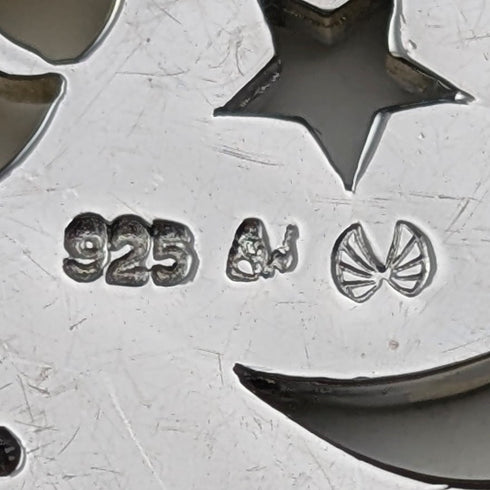 復古純銀吊墜月亮和太陽設計 13.5 克帶項鍊