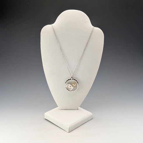 復古純銀吊墜月亮和太陽設計 13.5 克帶項鍊