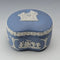 British Vintage Wedgwood Jasperware Bean-Shaped Trinket Box, Pale Blue