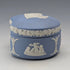 British Vintage Wedgwood Jasperware Bean-Shaped Trinket Box, Pale Blue