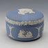 British Vintage Wedgwood Jasperware Bean-Shaped Trinket Box, Pale Blue