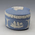 British Vintage Wedgwood Jasperware Bean-Shaped Trinket Box, Pale Blue