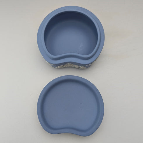 British Vintage Wedgwood Jasperware Bean-Shaped Trinket Box, Pale Blue