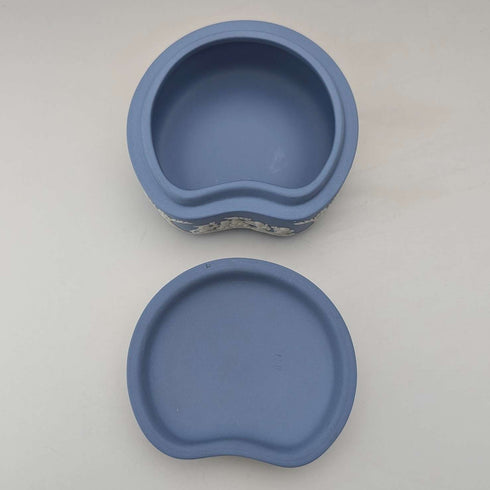 British Vintage Wedgwood Jasperware Bean-Shaped Trinket Box, Pale Blue