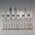 Cubertería para pescado de 6 pares, plata de ley con mangos de plata, Harrison Fisher, antigüedad británica de 1909