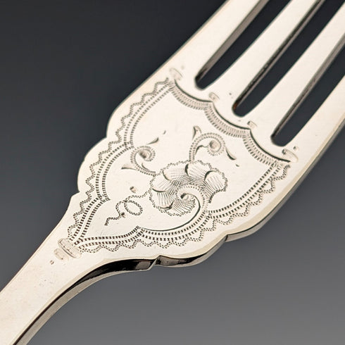 Cubertería para pescado de 6 pares, plata de ley con mangos de plata, Harrison Fisher, antigüedad británica de 1909