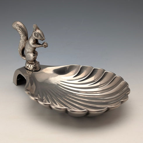 英國復古鍍銀松鼠裝飾貝殼堅果盤