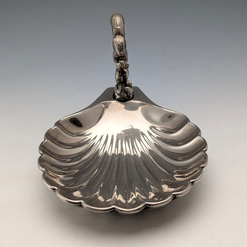 英國復古鍍銀松鼠裝飾貝殼堅果盤