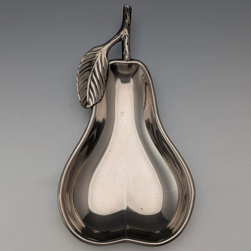 Vintage British silver plate pear-shaped nut dish