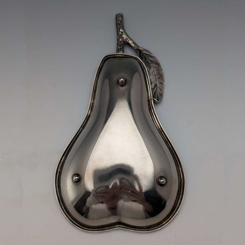 Vintage British silver plate pear-shaped nut dish