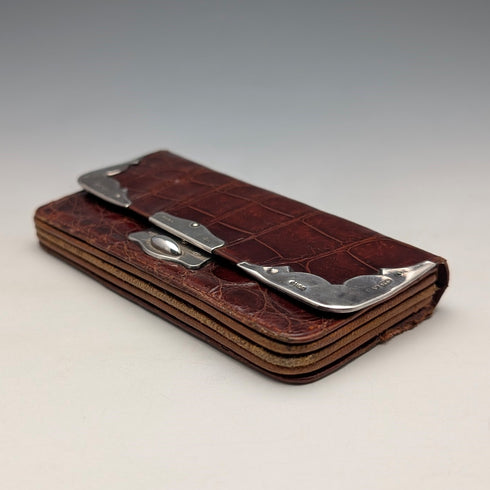 1907 年英國古董純銀裝飾小皮錢包零錢包靴子 Pure Drug Company