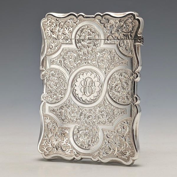 1873年 英国アンティーク 純銀製 カードケース 91g Colen Hewer Cheshire