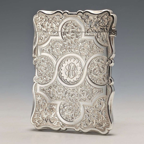 1873年 英国アンティーク 純銀製 カードケース 91g Colen Hewer Cheshire