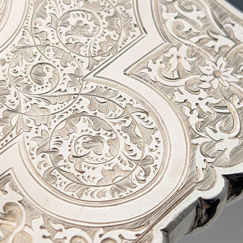 1873年 英国アンティーク 純銀製 カードケース 91g Colen Hewer Cheshire