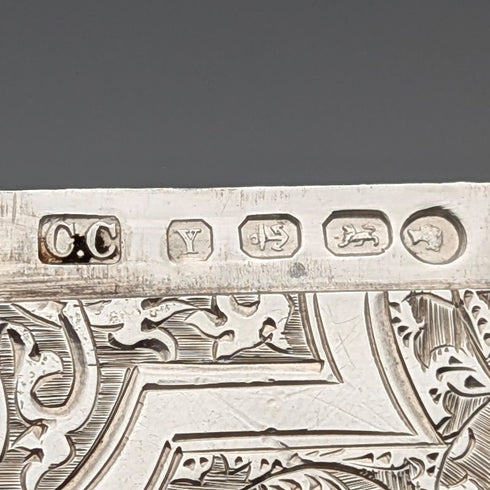 1873年 英国アンティーク 純銀製 カードケース 91g Colen Hewer Cheshire