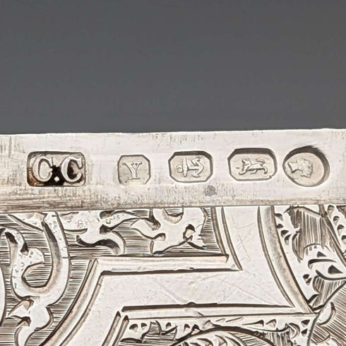 1873年 英国アンティーク 純銀製 カードケース 91g Colen Hewer Cheshire