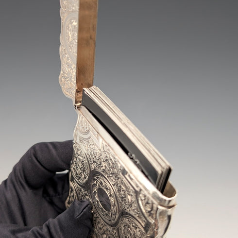 1873年 英国アンティーク 純銀製 カードケース 91g Colen Hewer Cheshire