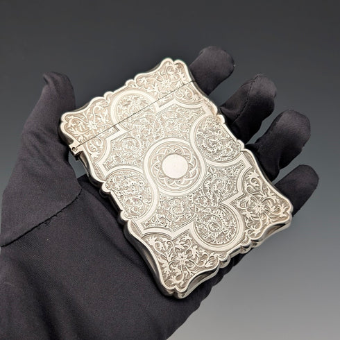 1873年 英国アンティーク 純銀製 カードケース 91g Colen Hewer Cheshire