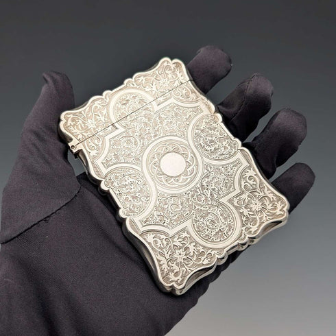 1873年 英国アンティーク 純銀製 カードケース 91g Colen Hewer Cheshire