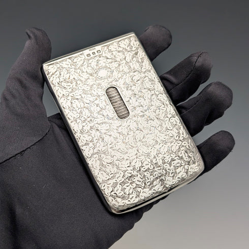 1897年 英国アンティーク 純銀製 スライド式 カードケース 80g HENRY WILLIAMSON