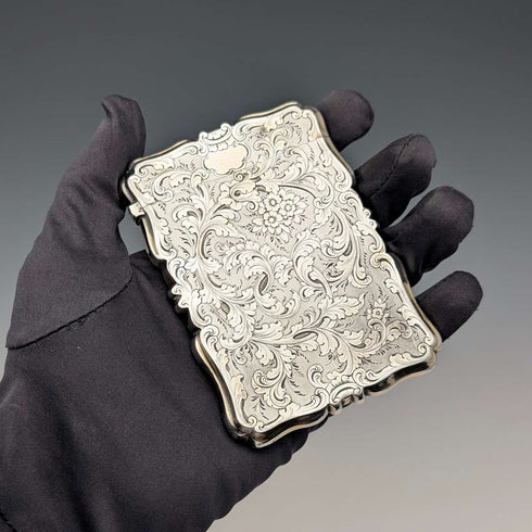 1856年 英国アンティーク 純銀製 カードケース 66g Frederick Marson