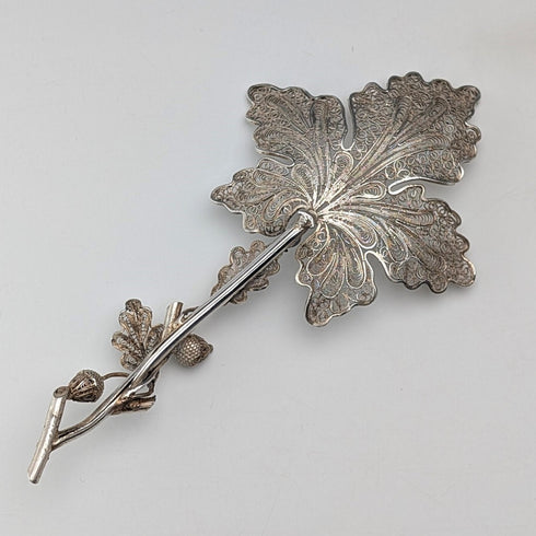 Antique sterling silver filigree leaf design tea caddy spoon