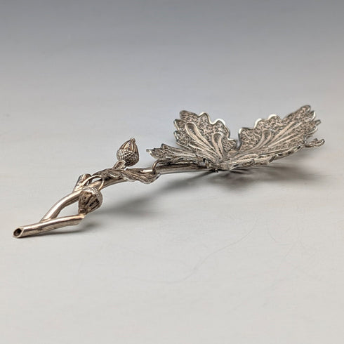 Antique sterling silver filigree leaf design tea caddy spoon