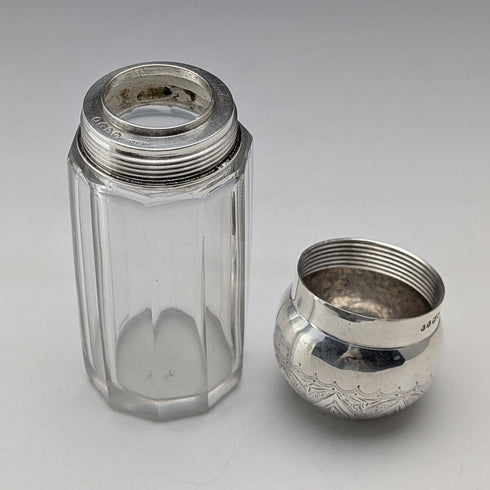 1888 年英國古董純銀帶蓋玻璃瓶長短一對陸軍和海軍合作款