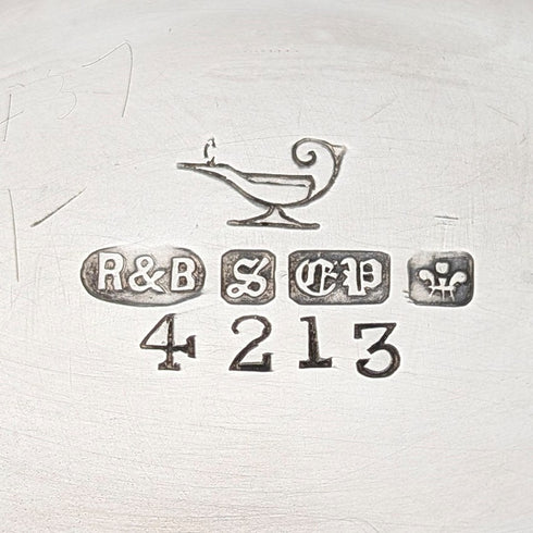 1900 British antique silver plate basket with movable handle by Roberts & Belk