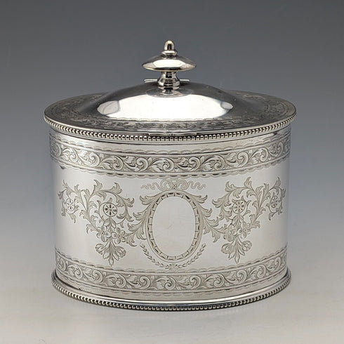Late 19th Century British Antique Silver Plated Tea Caddy Box Richard Martin & Sons
