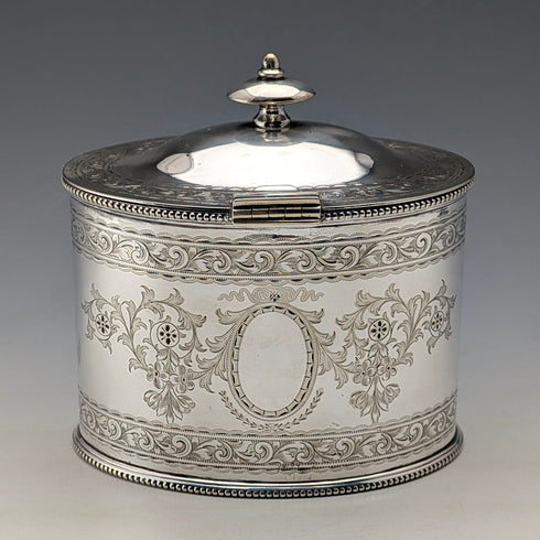 Late 19th Century British Antique Silver Plated Tea Caddy Box Richard Martin & Sons