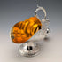Vintage silver plate sugar bowl with charcoal crate design, boxed