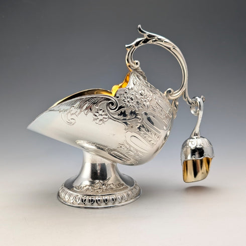 ヴィンテージ シルバープレート製 シュガーボウル 石炭入れデザイン 箱入り