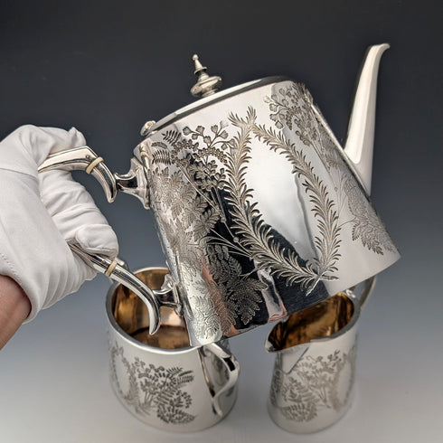 1885年頃 英国アンティーク シルバープレート製 ティーセット 3点セット Briddon Brothers