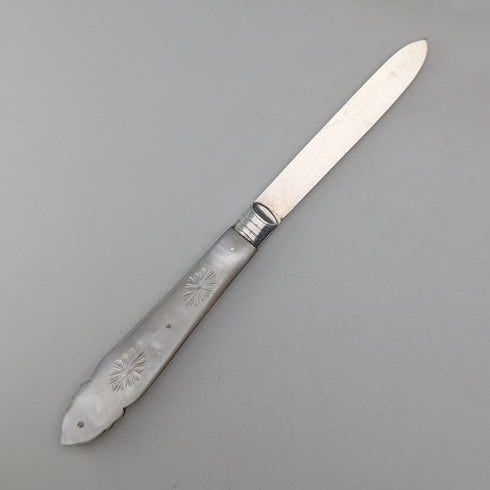1903 British antique white mother-of-pearl handle, pure silver blade penknife, Fattorini & Sons
