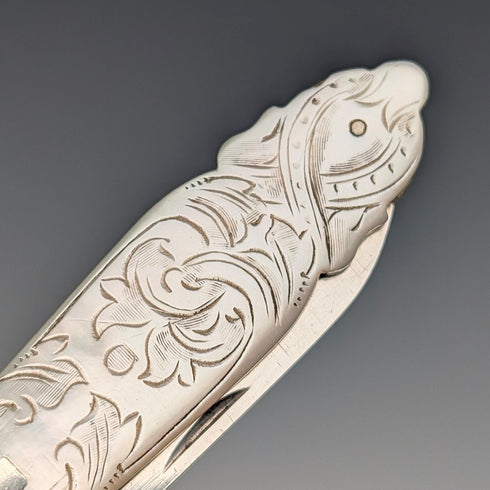 1903 British antique white mother-of-pearl handle, pure silver blade penknife, Fattorini & Sons